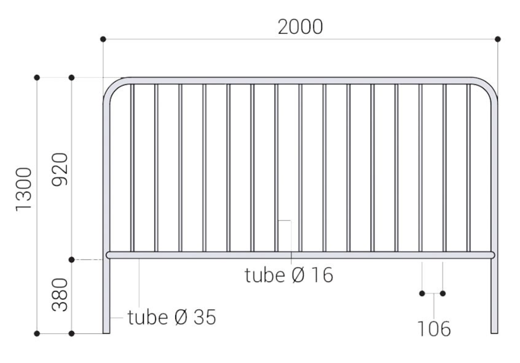 Dimensions de la barrière urbaine à barreaux