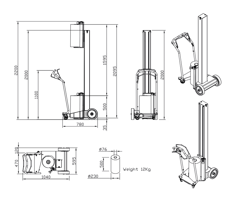 Dimensions filmeuse manuelle