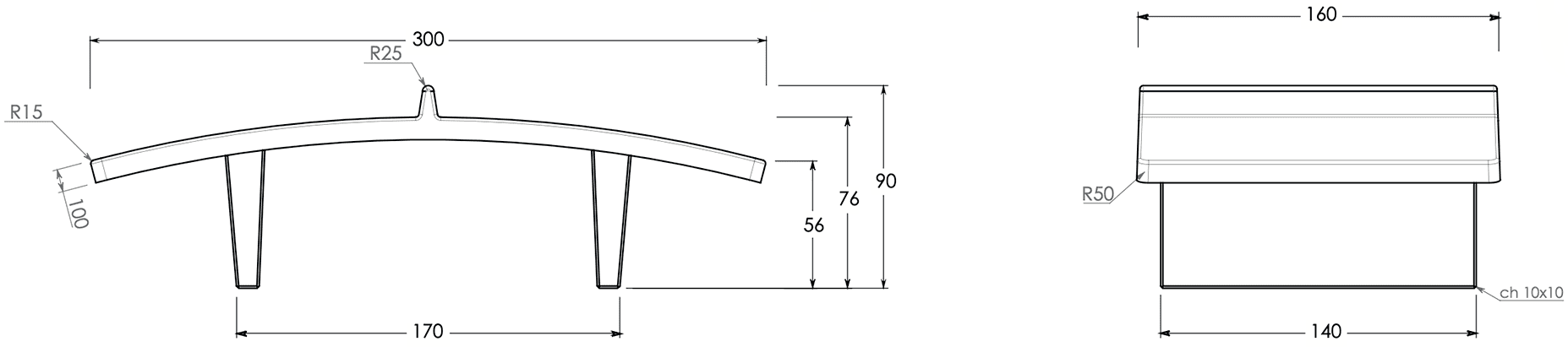 Schéma avec dimensions de la table de teqball