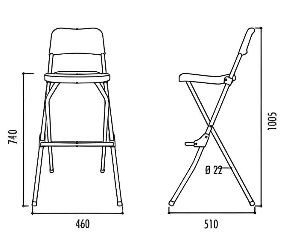Dimensions tabouret haut pliant