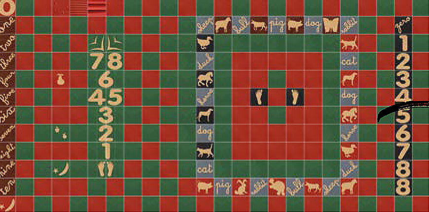 Détails des motifs présents sur les dalles ludiques