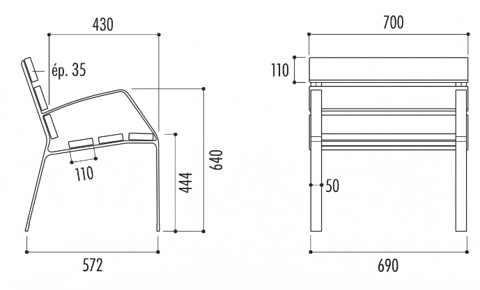 Dimensions du fauteuil