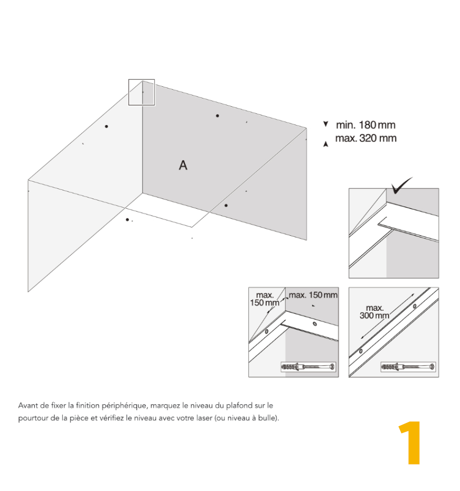 Pose dalle faux plafond étape 1