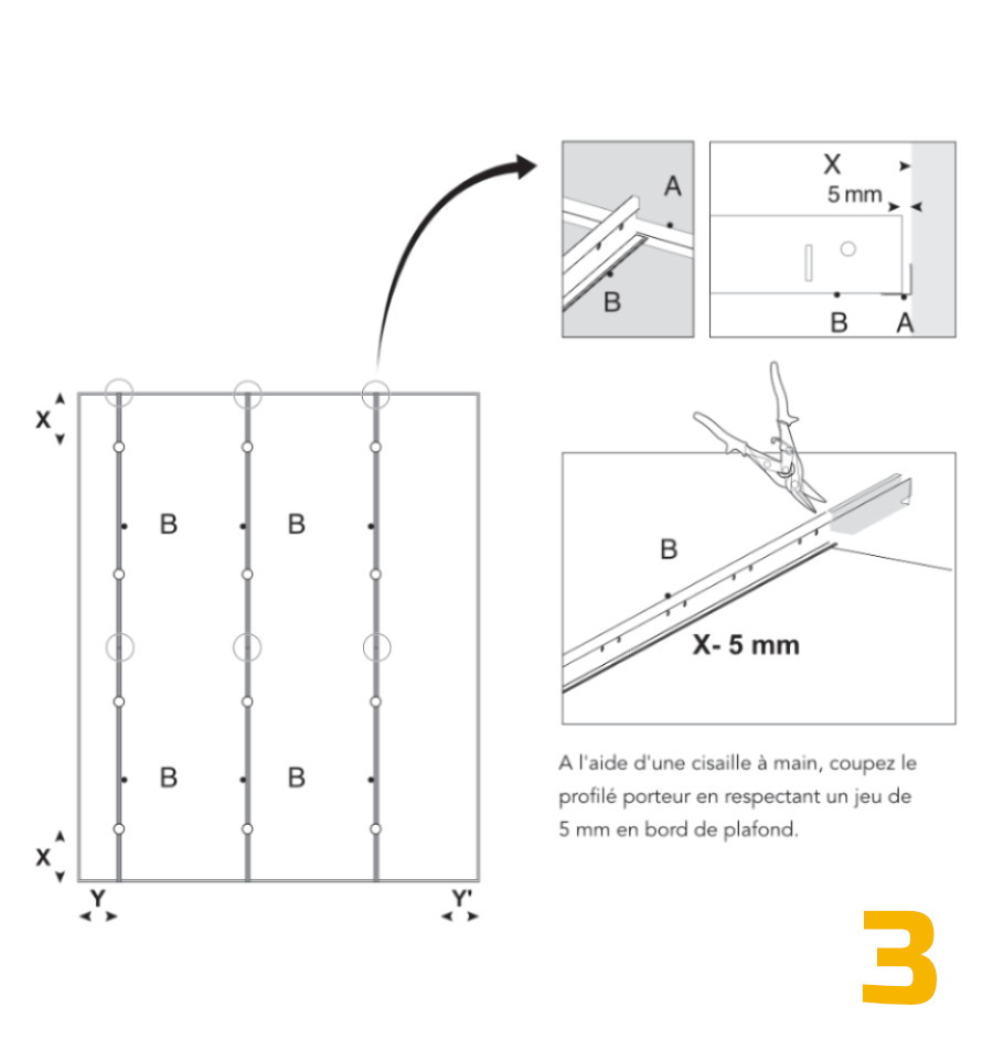 Pose dalle faux plafond étape 3