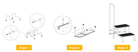 Montage de l'escabeau de phlébologie à 2 marches