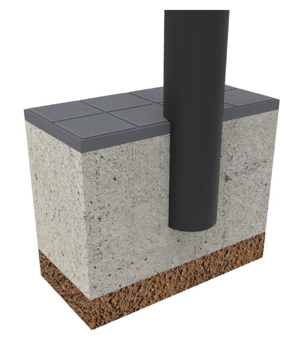 Ancrage dalle de beton pergola restaurant