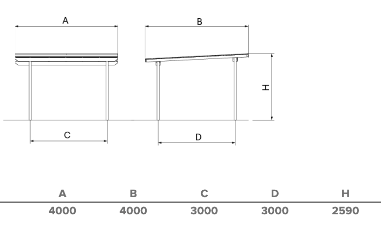 dimensions toit plat carré restaurant