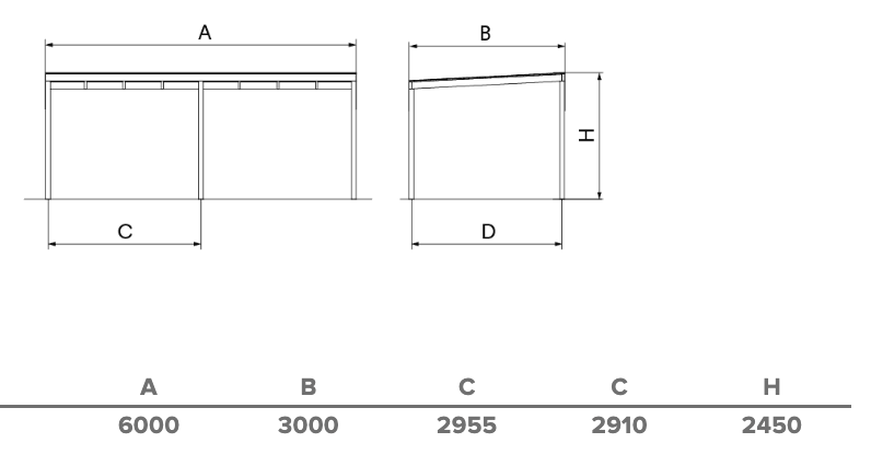 dimensions pergola toit plat rectangle