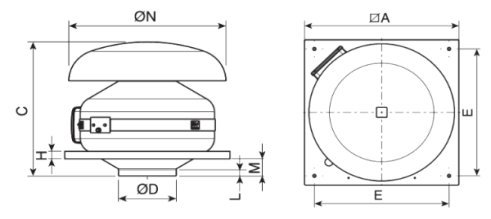 plan de la tourelle d'extraction toiture