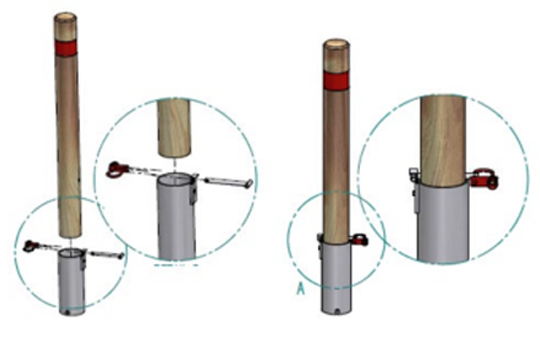 potelet bois amovible avec fourreau