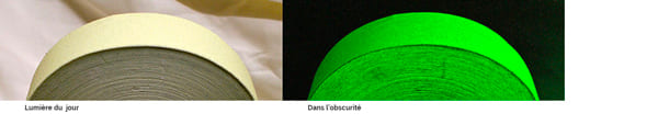 Couleur du ruban adhésif photoluminescent le jour et la nuit
