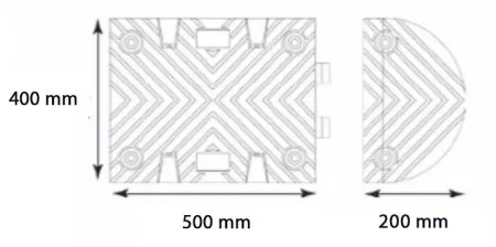 Dimensions ralentisseur routier 50 mm en PVC