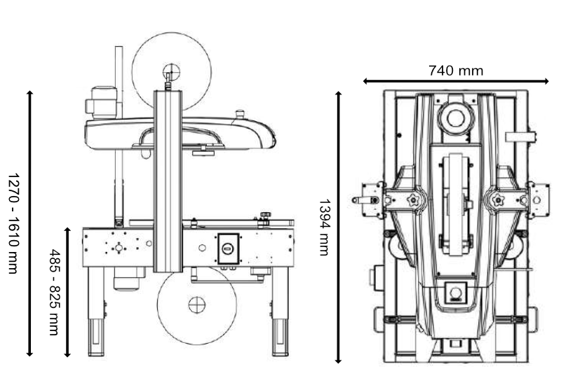 Dimensions-scotcheuse-automatique-industrielle