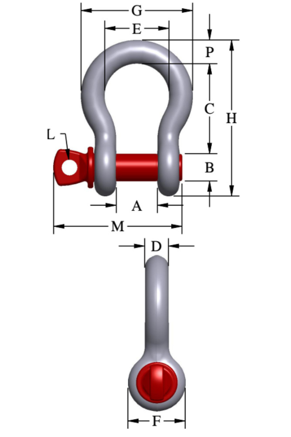 dimensions manille lyre axe vissé
